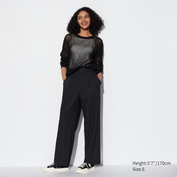 Uniqlo Pleated Wide Pants - Black - Picture 1 of 6
